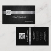 Cartes de visite noirs et argentés élégants et (Devant / Derrière)