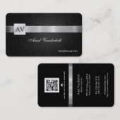 Cartes de visite noirs et argentés élégants et (Devant / Derrière)