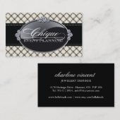 Cartes de visite noirs et blancs chics (Devant / Derrière)