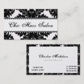 Cartes de visite noirs et blancs de damassé de (Devant / Derrière)