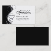 Cartes de visite noirs et blancs élégants (Devant / Derrière)