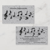 Cartes de visite noirs et gris de notes musicales (Devant / Derrière)