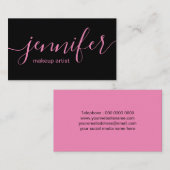 Cartes de visite noirs et roses de maquilleur (Devant / Derrière)