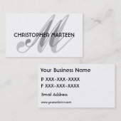 Cartes de visite noirs gris de monogramme (Devant / Derrière)