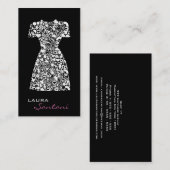 Cartes de visite noirs modernes de couturier (Devant / Derrière)