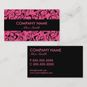 Cartes de visite noirs roses de coutume de motif (Devant / Derrière)
