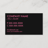 Cartes de visite noirs roses de coutume de motif (Dos)