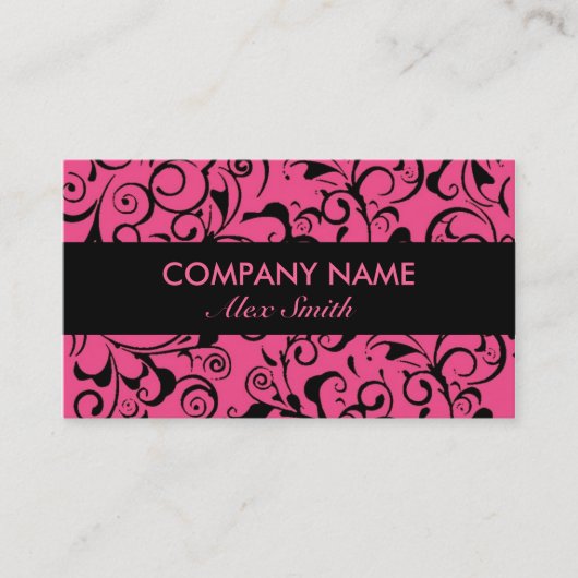 Cartes de visite noirs roses de coutume de motif (Devant)