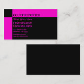 Cartes de visite noirs roses de sténographe (Devant / Derrière)