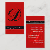 Cartes de visite noirs rouges monogrammes exceptio (Devant / Derrière)