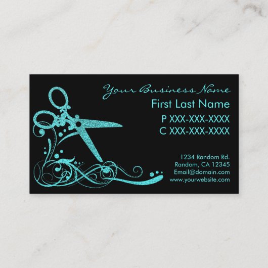 Cartes de visite noirs turquoises de coupe de (Devant)