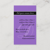 Cartes de visite noirs violets monogrammes excepti (Dos)