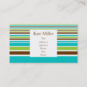 Cartes de visite olives turquoises Brown de rayure