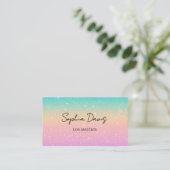 Cartes de visite opale iridescente pastel (Debout devant)