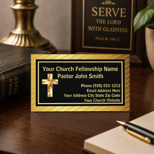 Cartes de visite Or et Noir Classe pour Pasteur d'