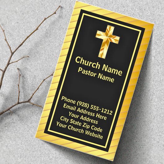 Cartes de visite or et noir classe pour Pasteur d'