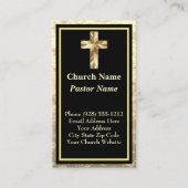 Cartes de visite Or et Noir pour Pasteur d'Église (Devant)