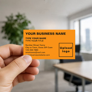 Cartes de visite orange alignées à gauche