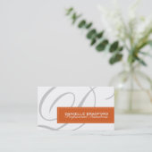 Cartes de visite oranges de monogramme de rouille (Debout devant)