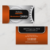 Cartes de visite oranges de vitesse d'ingénieur (Devant / Derrière)