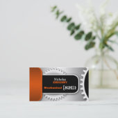 Cartes de visite oranges de vitesse d'ingénieur (Debout devant)