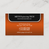 Cartes de visite oranges de vitesse d'ingénieur (Dos)