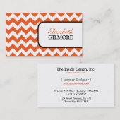 Cartes de visite oranges élégants de Chevron (Devant / Derrière)