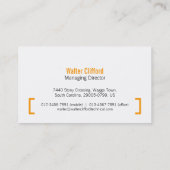 Cartes de visite oranges noirs professionnels (Dos)