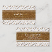 Cartes de visite pailletées or brossé faux blanc (Devant / Derrière)
