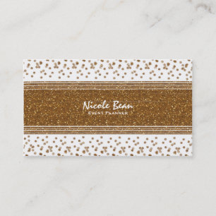 Cartes de visite pailletées or brossé faux blanc