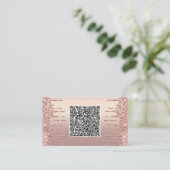 Cartes de visite Pailletées Or Rose avec QR Code (Debout devant)