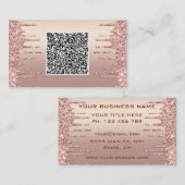 Cartes de visite Pailletées Or Rose avec QR Code (Devant / Derrière)