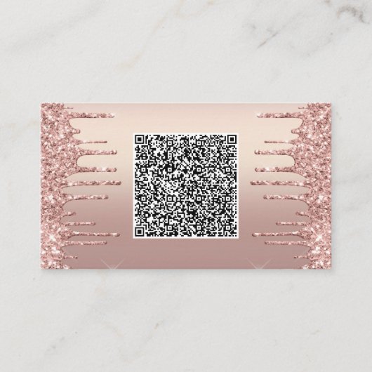Cartes de visite Pailletées Or Rose avec QR Code (Devant)