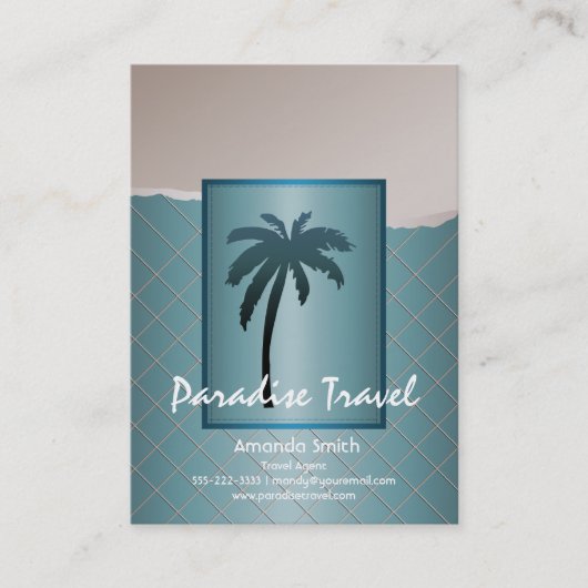 Cartes de visite Palmier Bleu Turquoise (Devant)