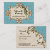 Cartes de visite - paon et gravure à l'eau-forte (Devant / Derrière)