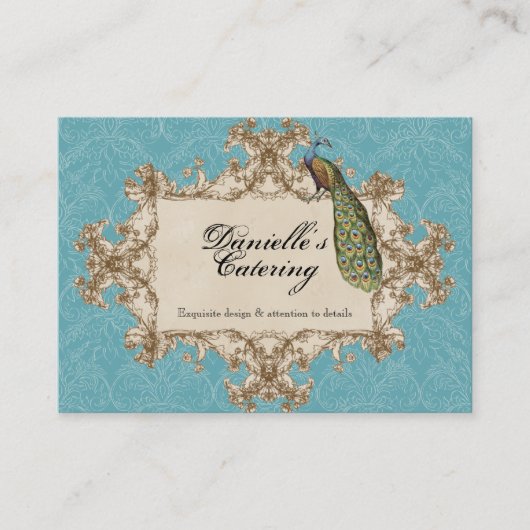 Cartes de visite - paon et gravure à l'eau-forte (Devant)