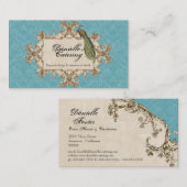 Cartes de visite - paon et gravure à l'eau-forte (Devant / Derrière)