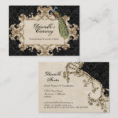 Cartes de visite - paon et gravure à l'eau-forte (Devant / Derrière)