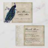 Cartes de visite - paon vintage turquoise 8 et (Devant / Derrière)