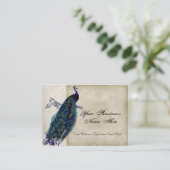 Cartes de visite - paon vintage turquoise 8 et (Debout devant)