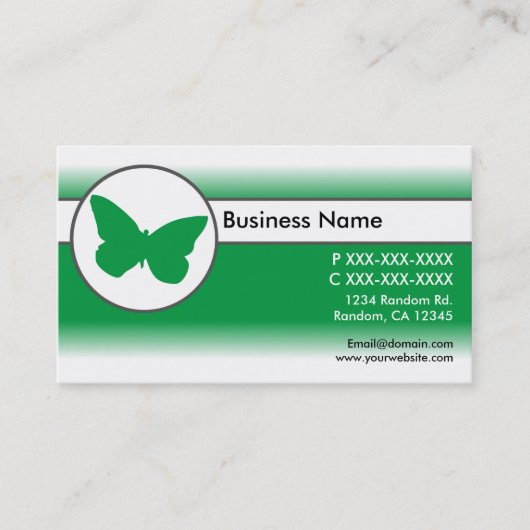 Cartes de visite papillon blanc vert (Devant)