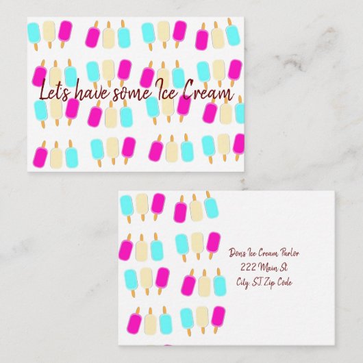 Cartes de visite, Parleur de crème glacée (Devant / Derrière)