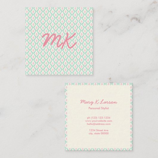 Cartes de visite pastel girly (Devant / Derrière)