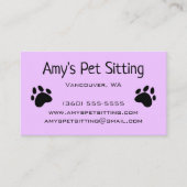 Cartes de visite Pastel Violet pour Pattes de Chie (Devant)