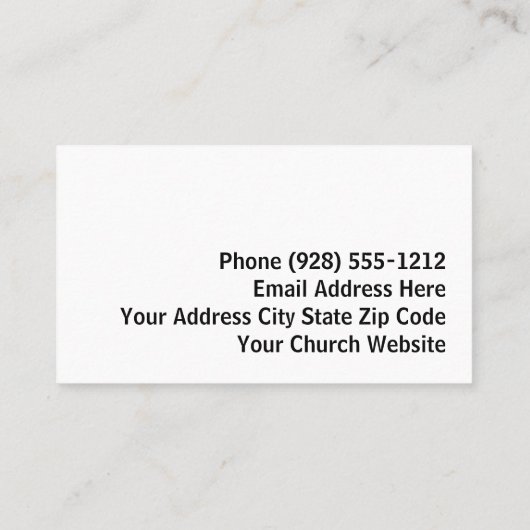 Cartes de visite pasteurs de l'Église bleue célest (Dos)