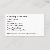 Cartes de visite patriotiques électriciens (Dos)