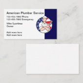 Cartes de visite patriotiques modernes de plombier (Devant / Derrière)
