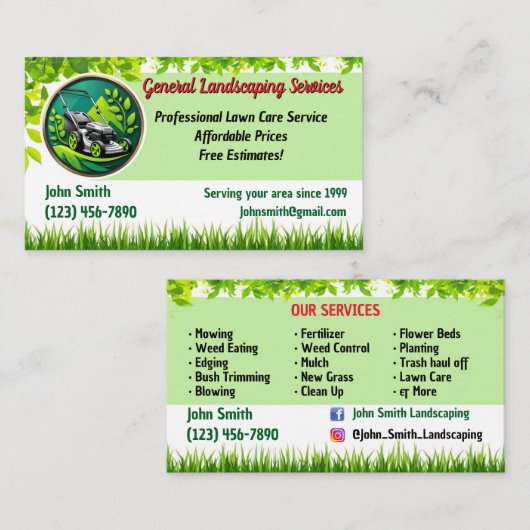 Cartes de visite paysagers (Devant / Derrière)