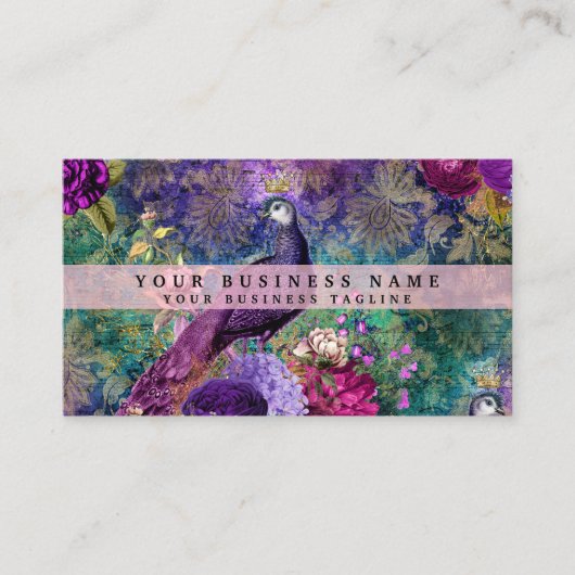 Cartes de visite Peacock colorés (Devant)