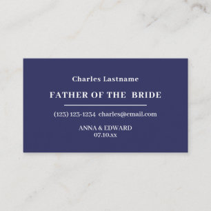 Cartes de visite Père de la Mariée Bleu Marine